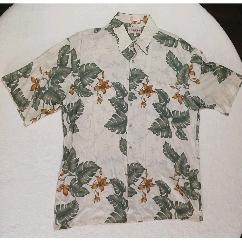 Campia Blue Floral Print Short Sleeve Hawaiian Shirt Size Large